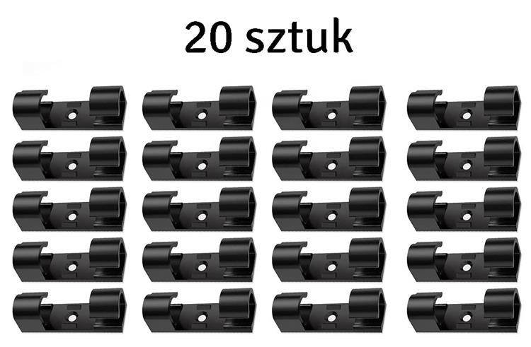 ORGANIZER KABLI 3M Samoprzylepny Klips x20 wieszaków 3x1,1x0,7cm czarny AG702D
