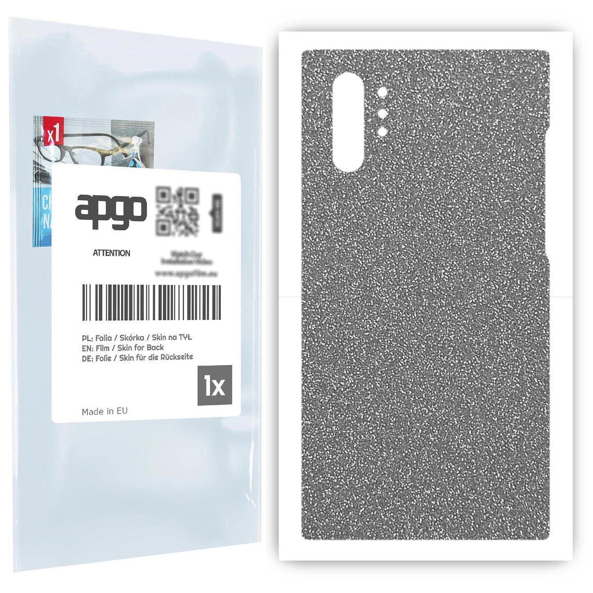 Folia naklejka skórka strukturalna na TYŁ do Samsung Galaxy Note 10+ 5G -  Brokat Srebrny - apgo SKINS