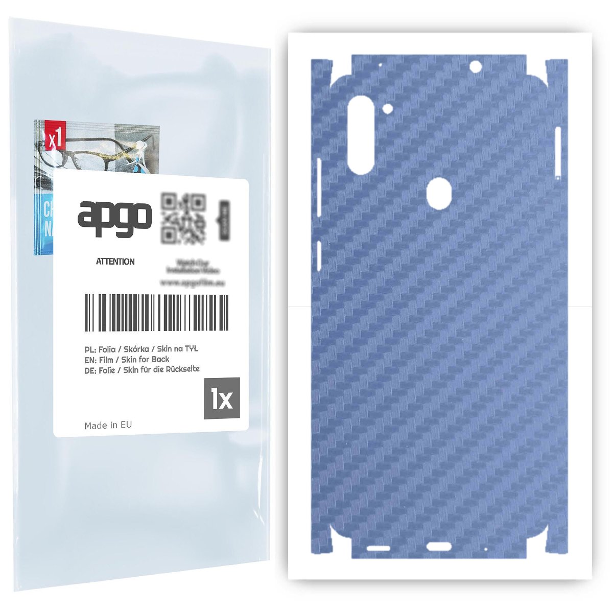 Folia naklejka skórka strukturalna na TYŁ+BOKI do Samsung Galaxy M11 -  Carbon Granatowy - apgo SKINS