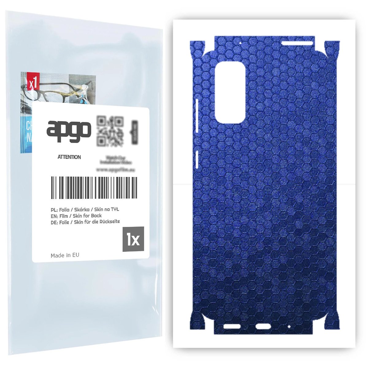 Folia naklejka skórka strukturalna na TYŁ+BOKI do Samsung Galaxy S20 5G UW -  Plaster Miodu Niebieski - apgo SKINS