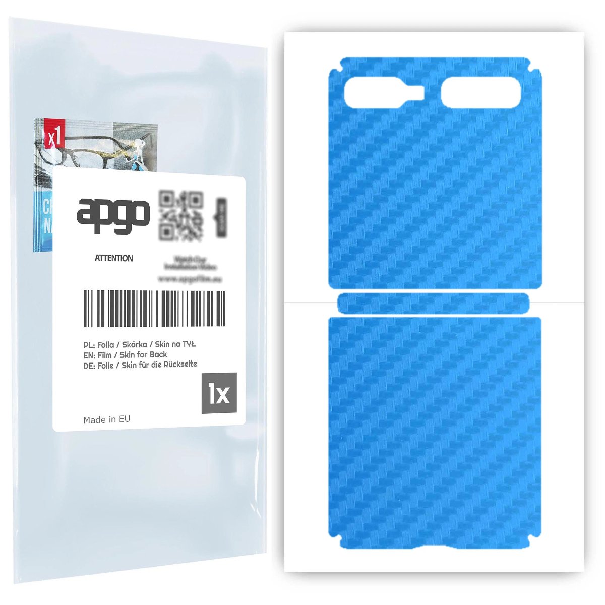 Folia naklejka skórka strukturalna na TYŁ do Samsung Galaxy Z Flip -  Carbon Niebieski - apgo SKINS