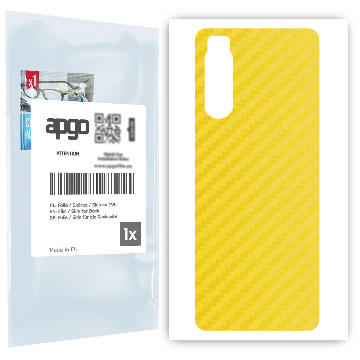 Folia naklejka skórka strukturalna na TYŁ do Sony Xperia 5 II -  Carbon Żółty - apgo SKINS