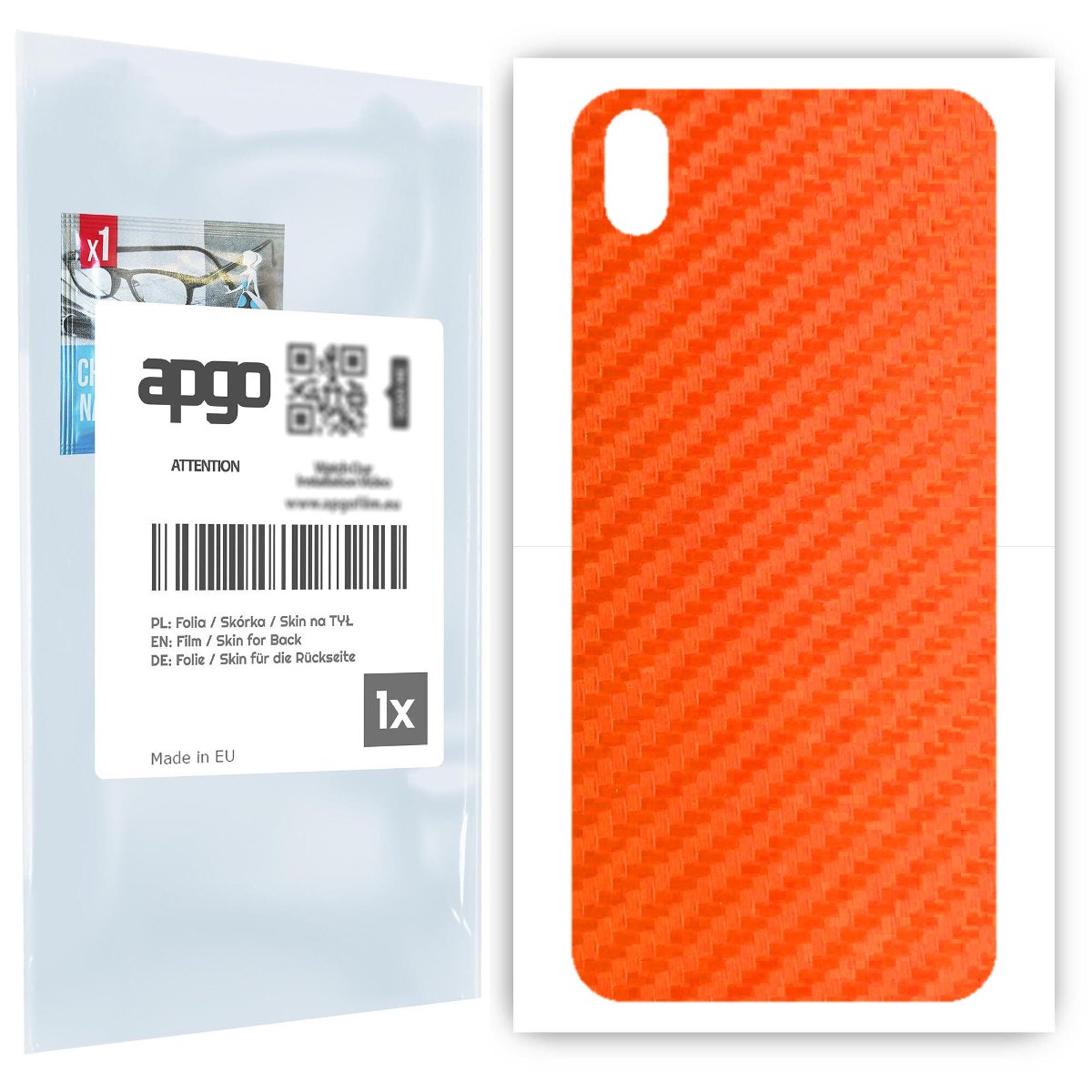 Folia naklejka skórka strukturalna na TYŁ do Huawei Y5 (2019) -  Carbon Pomarańczowy - apgo SKINS