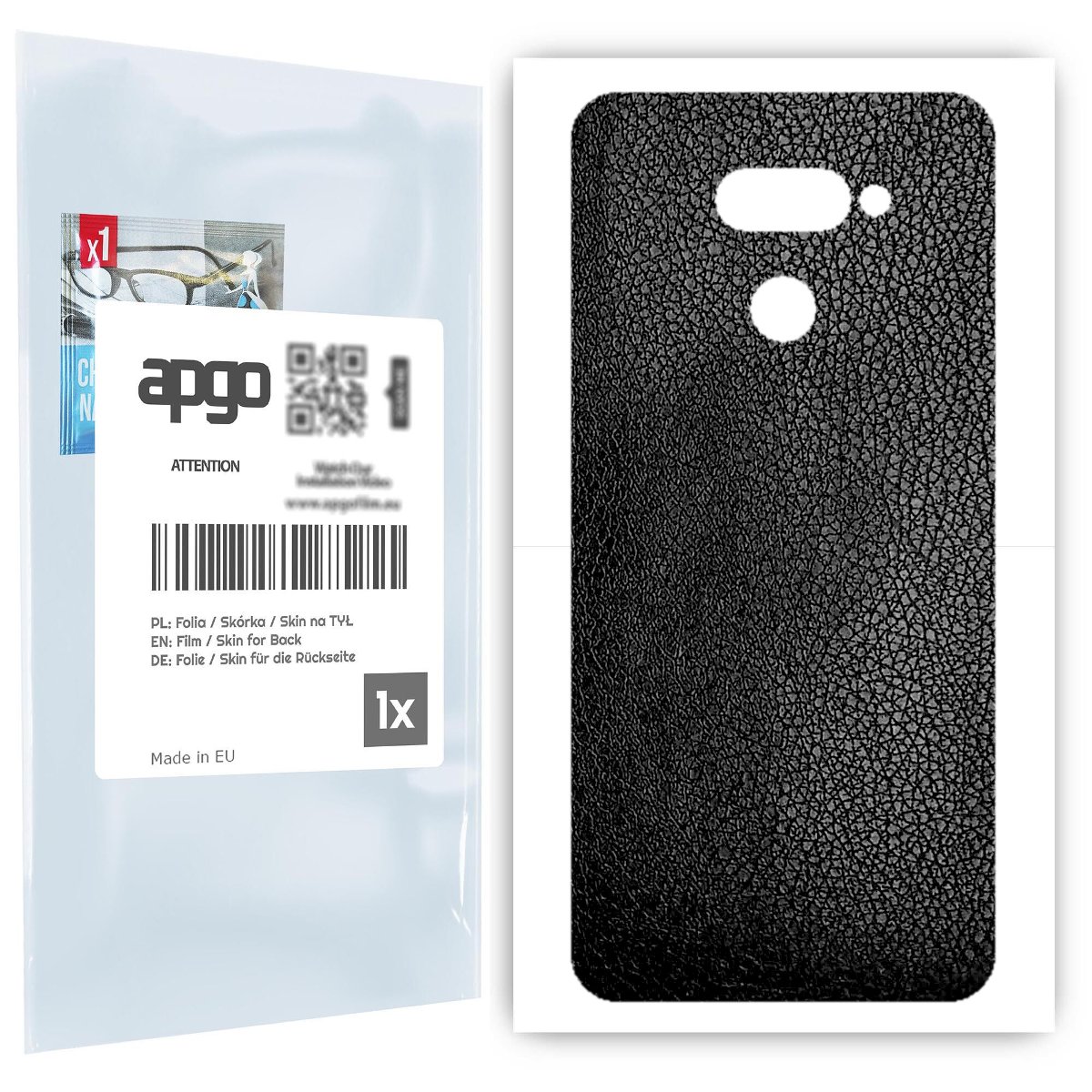 Folia naklejka skórka strukturalna na TYŁ do LG K50 -  Skóra Czarna - apgo SKINS
