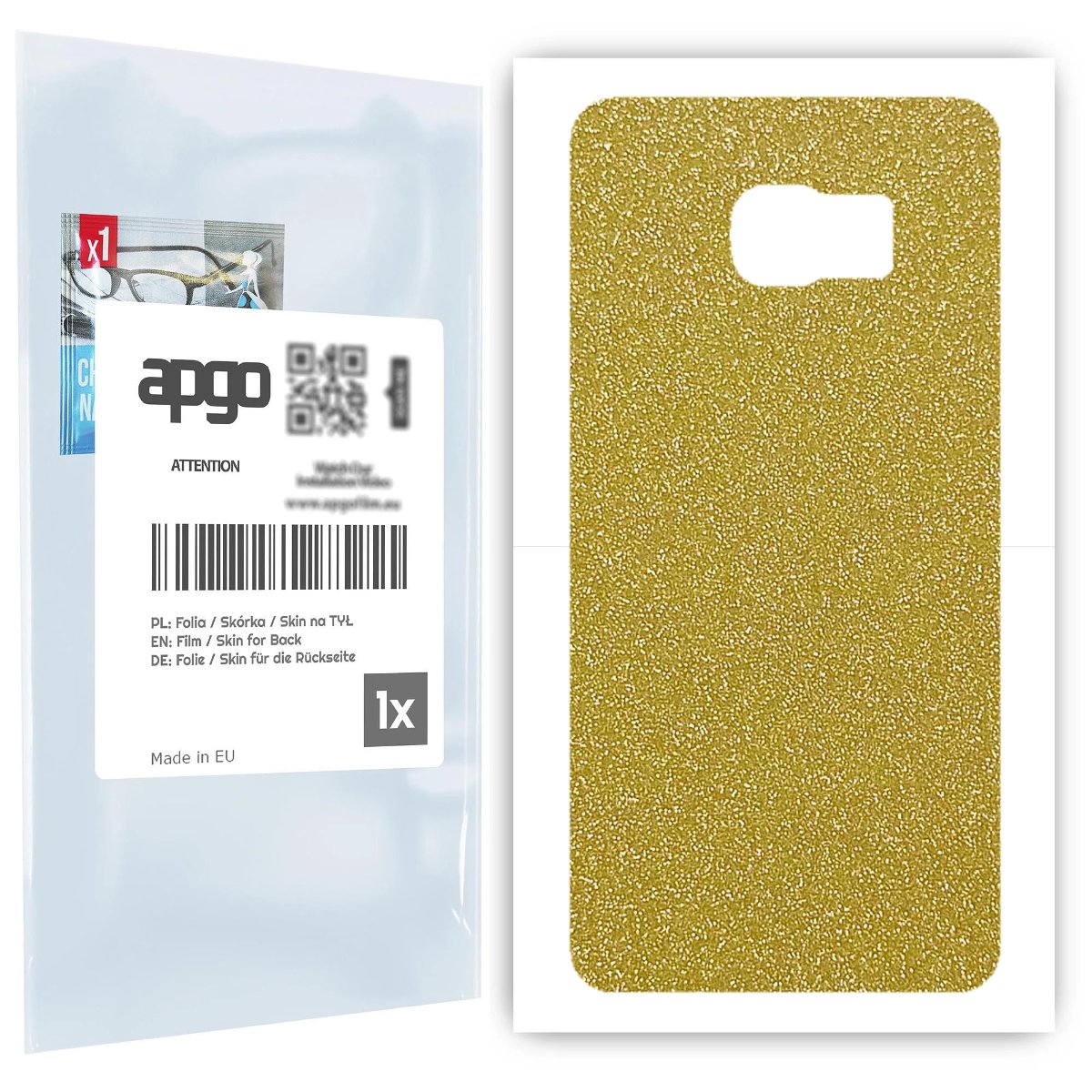 Folia naklejka skórka strukturalna na TYŁ do Samsung Galaxy S6 Edge+ SM-G928F -  Brokat Złoty - apgo SKINS