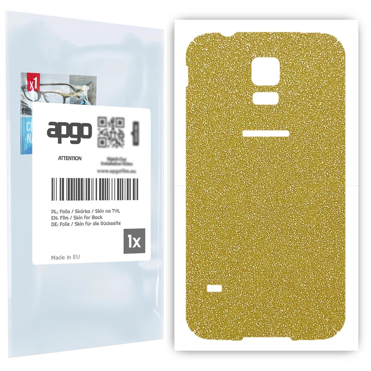 Folia naklejka skórka strukturalna na TYŁ do Samsung Galaxy S5 SM-G900F -  Brokat Złoty - apgo SKINS