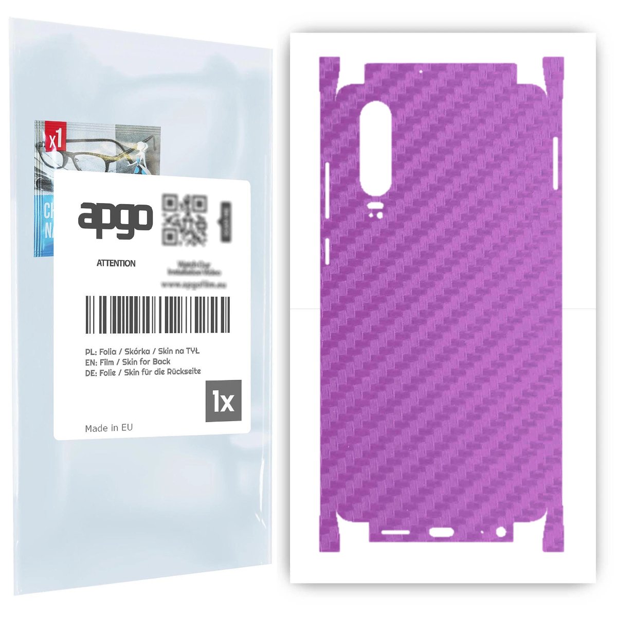 Folia naklejka skórka strukturalna na TYŁ+BOKI do Huawei P30 -  Carbon Fioletowy - apgo SKINS