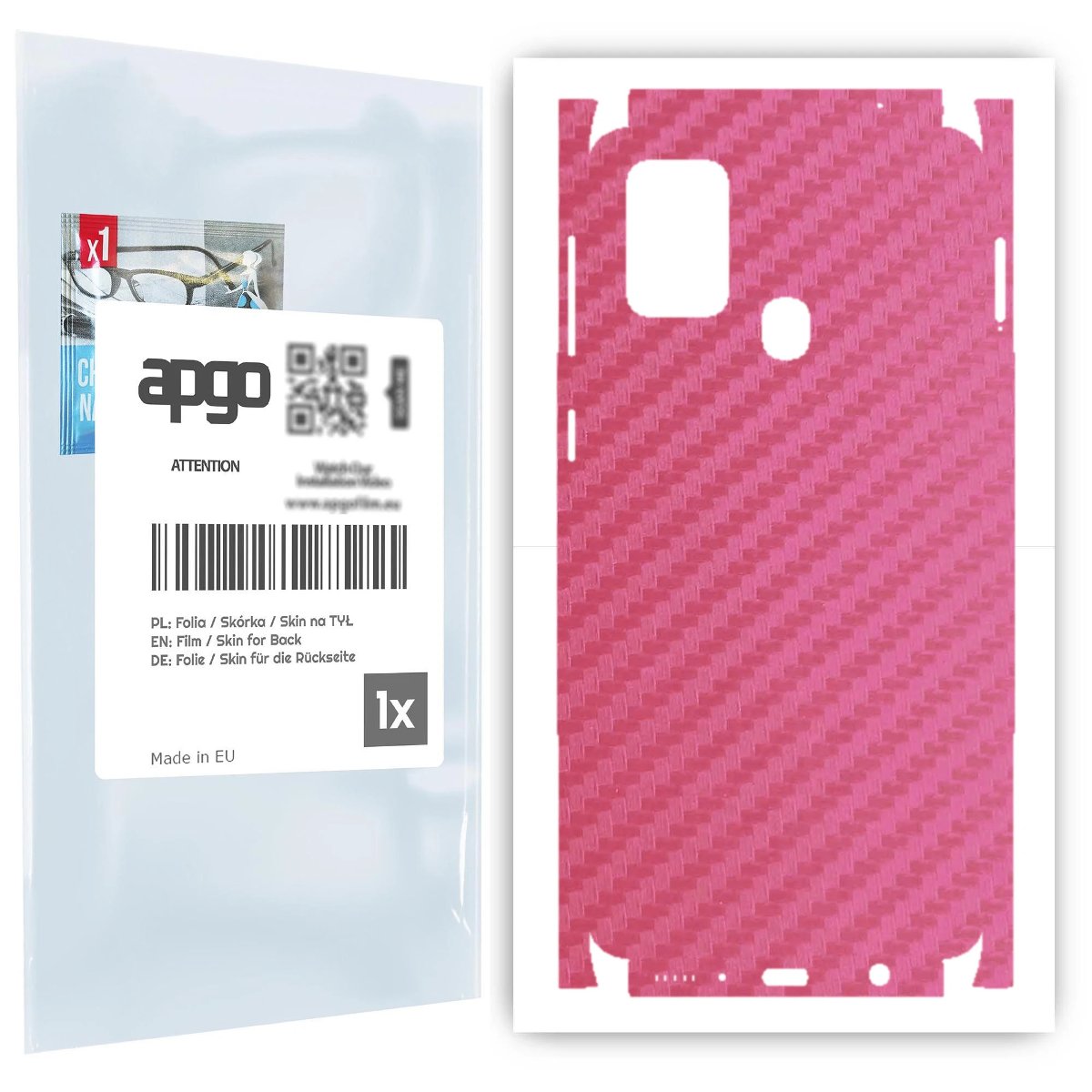 Folia naklejka skórka strukturalna na TYŁ+BOKI do Samsung Galaxy M31 -  Carbon Różowy - apgo SKINS