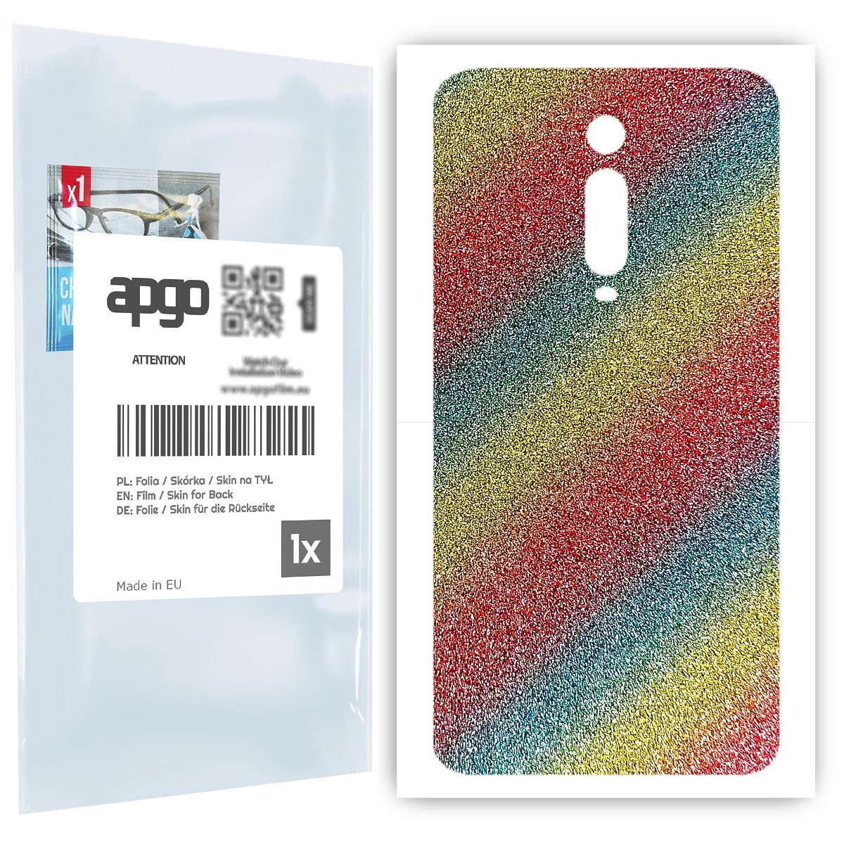 Folia naklejka skórka strukturalna na TYŁ do Xiaomi Redmi K20 Pro -  Brokat Tęcza - apgo SKINS