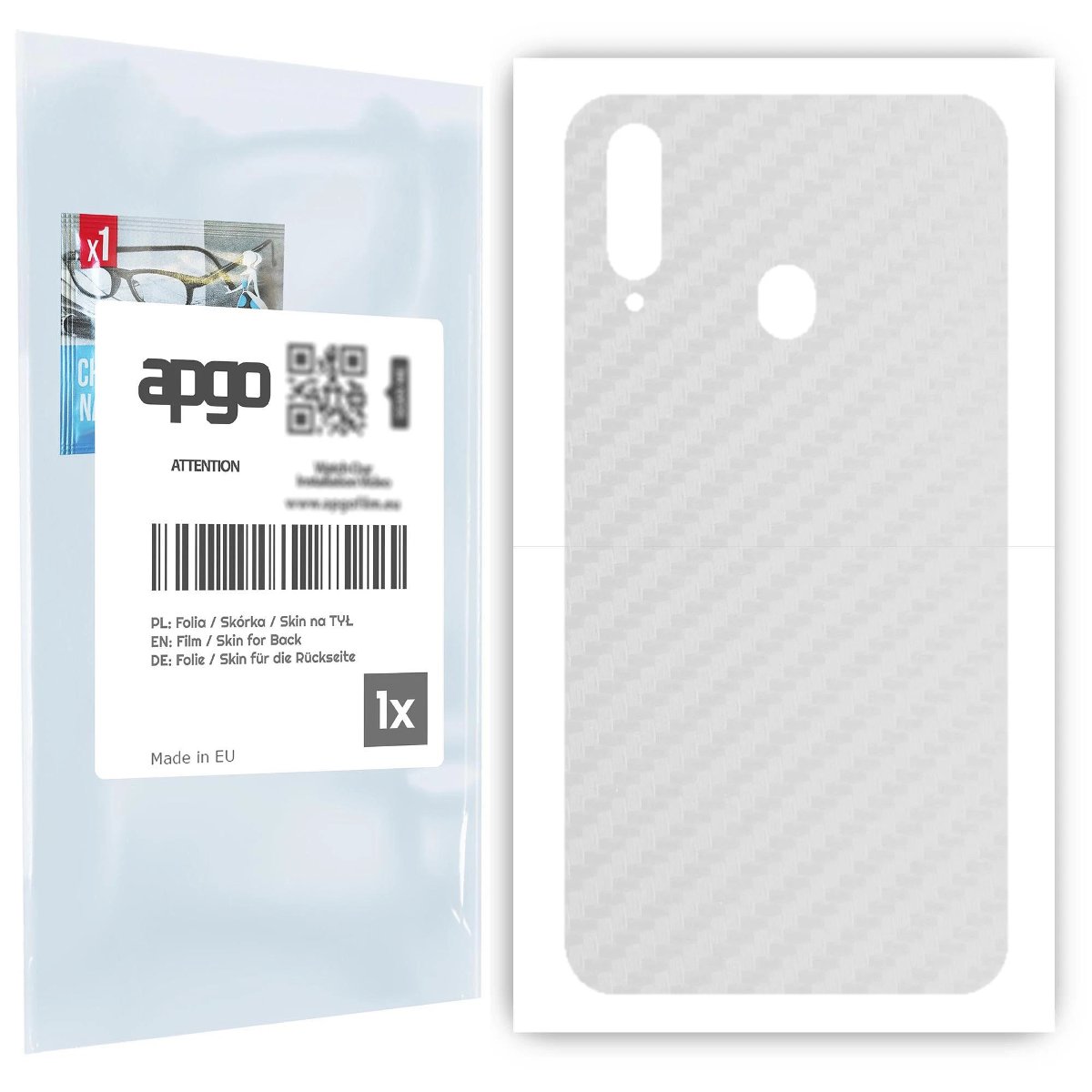 Folia naklejka skórka strukturalna na TYŁ do Samsung Galaxy A20s -  Carbon Przezroczysty - apgo SKINS