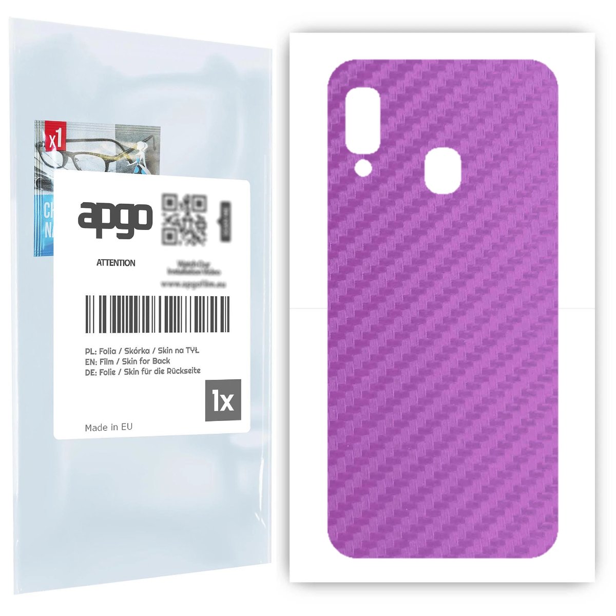 Folia naklejka skórka strukturalna na TYŁ do Samsung Galaxy A20e -  Carbon Fioletowy - apgo SKINS