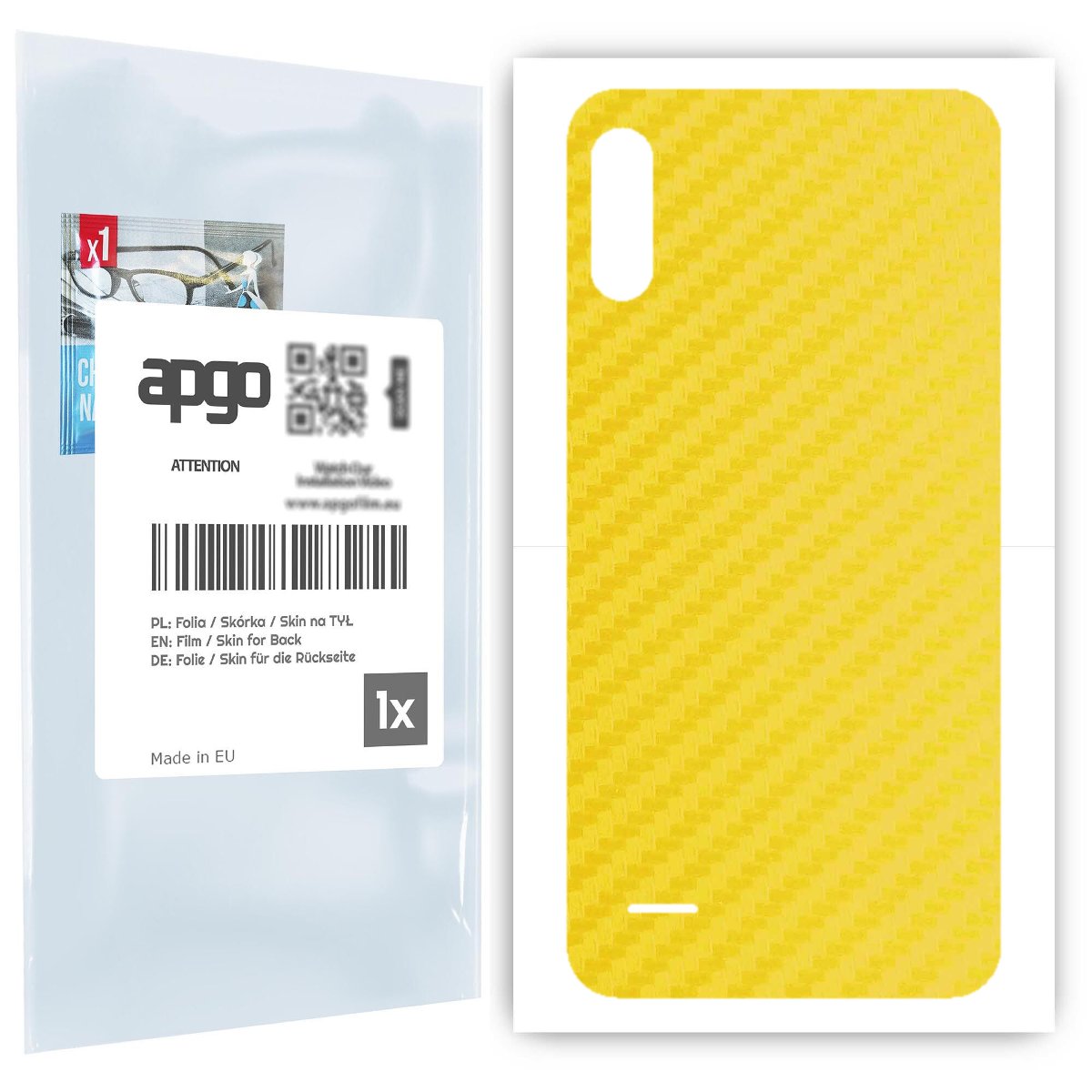 Folia naklejka skórka strukturalna na TYŁ do LG K22 -  Carbon Żółty - apgo SKINS
