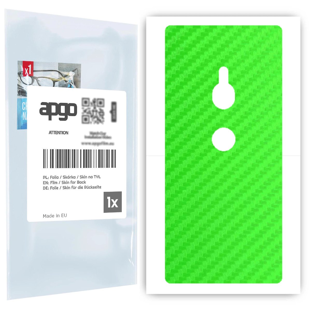 Folia naklejka skórka strukturalna na TYŁ do Sony Xperia XZ2 -  Carbon Zielony - apgo SKINS