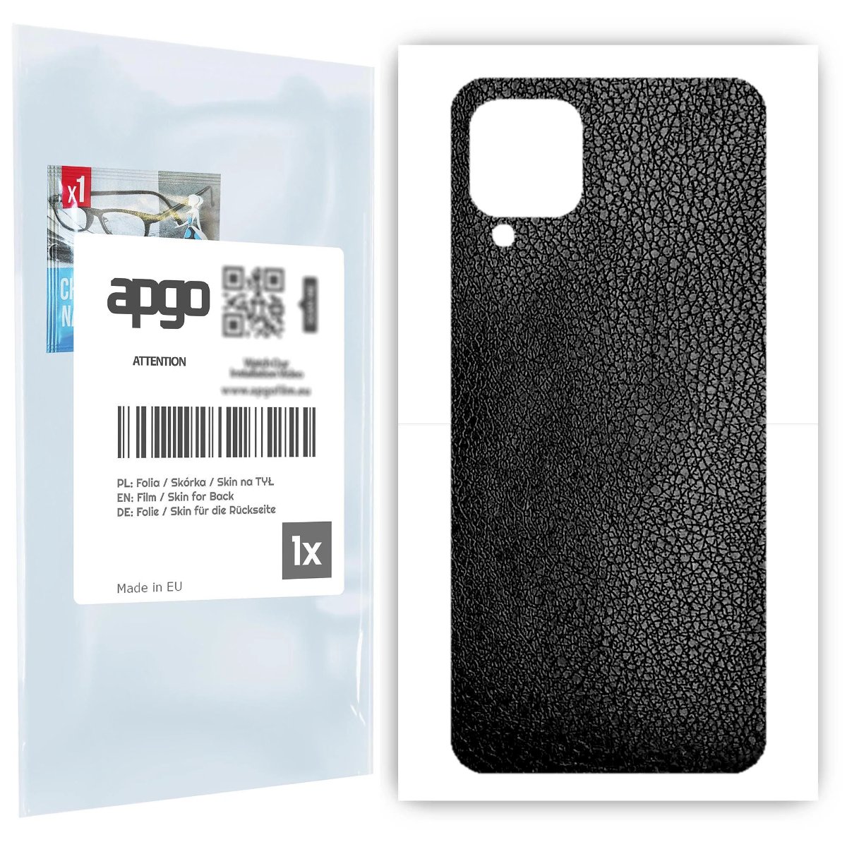 Folia naklejka skórka strukturalna na TYŁ do Samsung Galaxy M12 -  Skóra Czarna - apgo SKINS