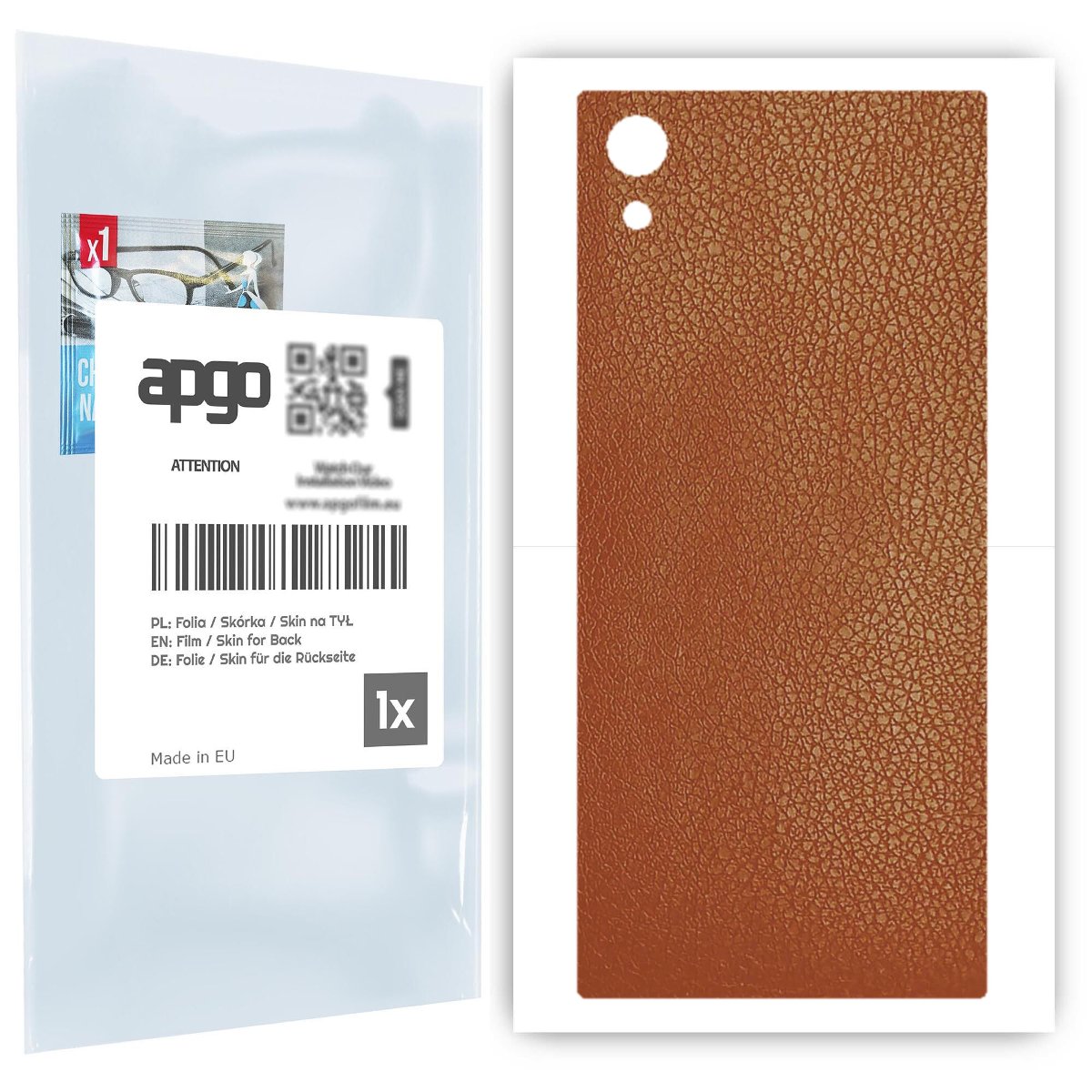 Folia naklejka skórka strukturalna na TYŁ do Sony Xperia XA1 -  Skóra Brązowa - apgo SKINS