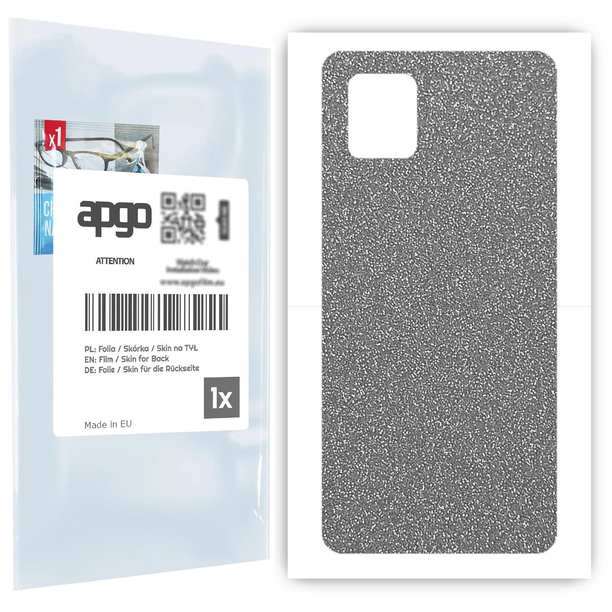 Folia naklejka skórka strukturalna na TYŁ do Samsung Galaxy Note 10 Lite -  Brokat Srebrny - apgo SKINS