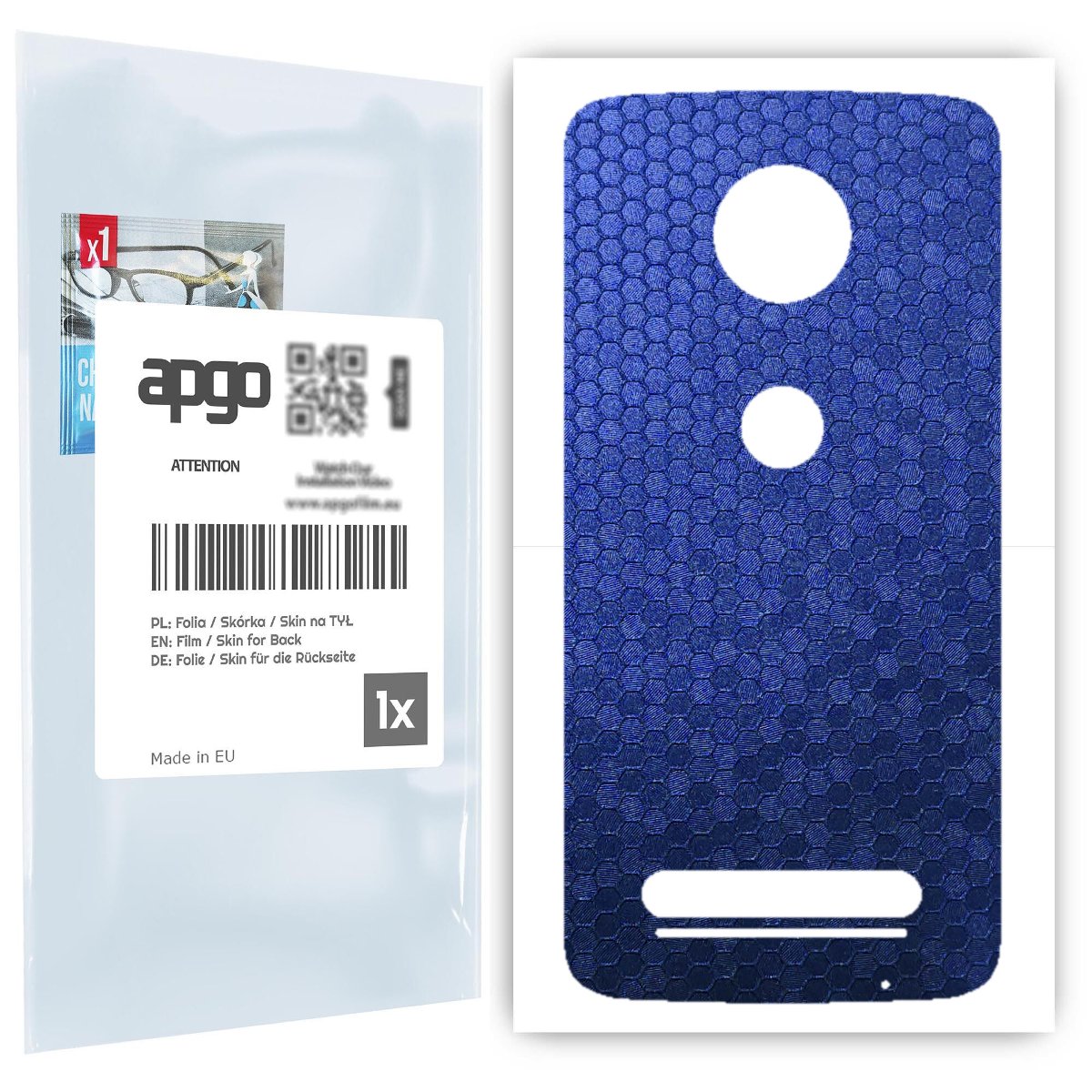 Folia naklejka skórka strukturalna na TYŁ do Motorola Moto Z2 Play -  Plaster Miodu Niebieski - apgo SKINS