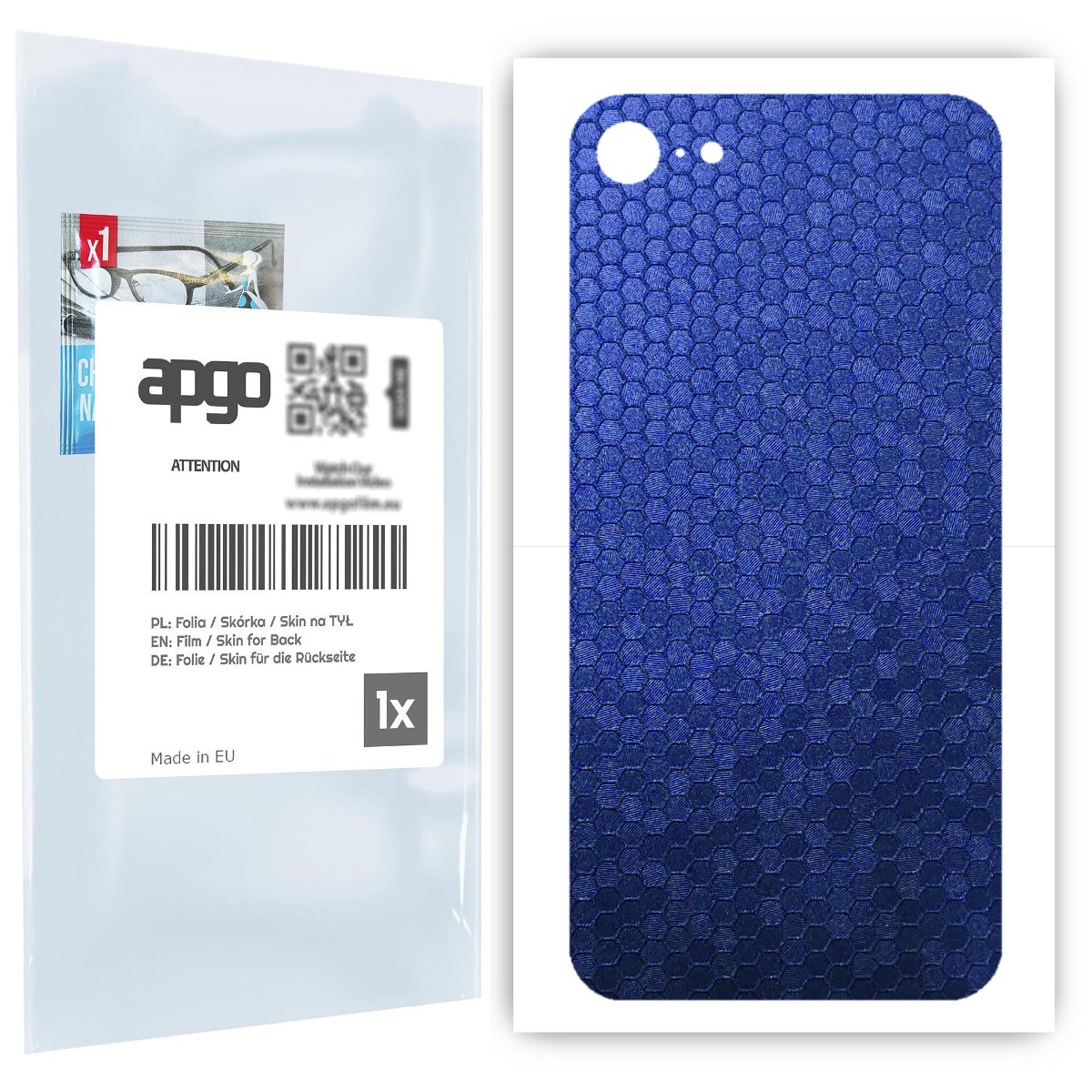 Folia naklejka skórka strukturalna na TYŁ do Apple iPhone SE (2020) -  Plaster Miodu Niebieski - apgo SKINS