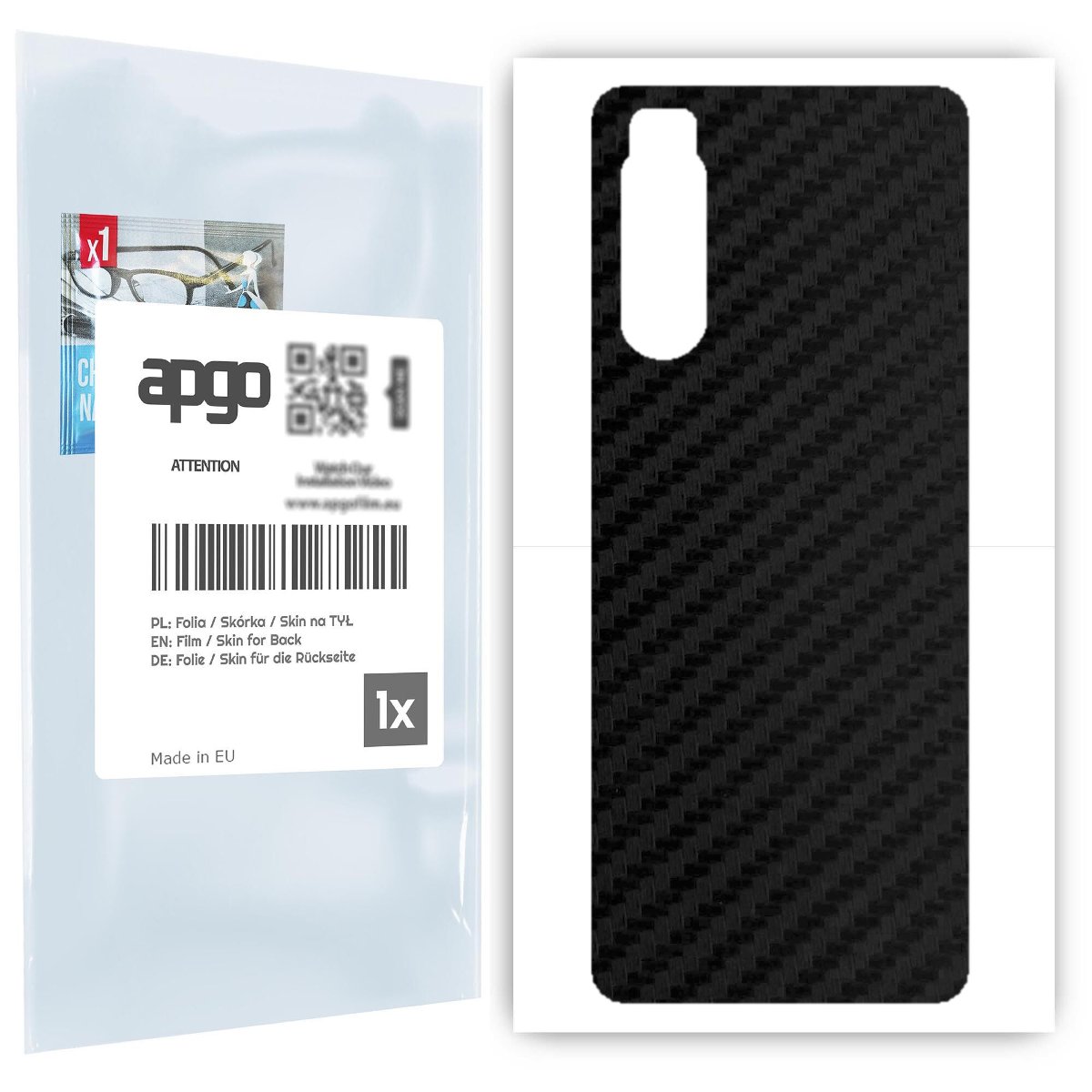 Folia naklejka skórka strukturalna na TYŁ do Sony Xperia 5 II -  Carbon Czarny - apgo SKINS