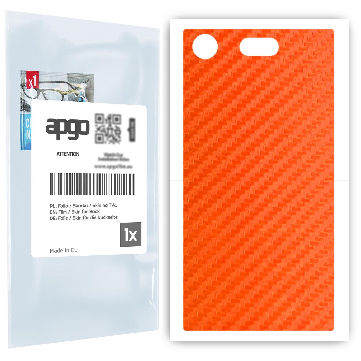 Folia naklejka skórka strukturalna na TYŁ do Sony Xperia XZ1 Compact -  Carbon Pomarańczowy - apgo SKINS