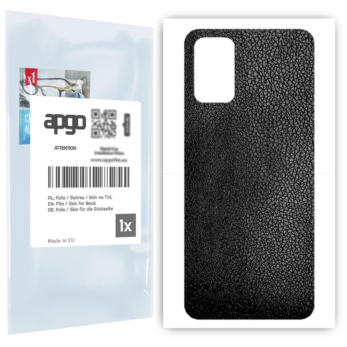 Folia naklejka skórka strukturalna na TYŁ do Samsung Galaxy A02s -  Skóra Czarna - apgo SKINS