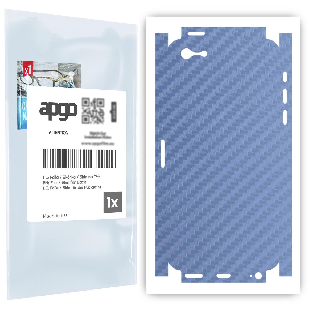 Folia naklejka skórka strukturalna na TYŁ+BOKI do Apple iPhone 5 -  Carbon Granatowy - apgo SKINS