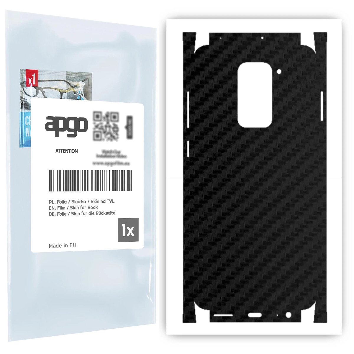 Folia naklejka skórka strukturalna na TYŁ+BOKI do Xiaomi Redmi Note 9 -  Carbon Czarny - apgo SKINS