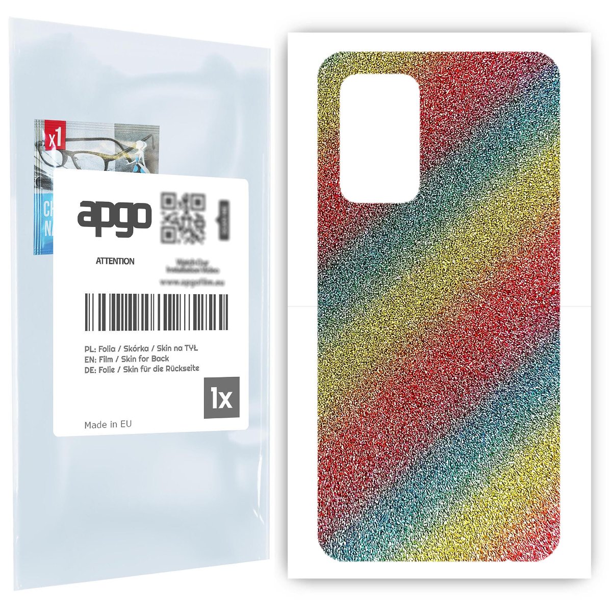 Folia naklejka skórka strukturalna na TYŁ do Samsung Galaxy A52 4G -  Brokat Tęcza - apgo SKINS