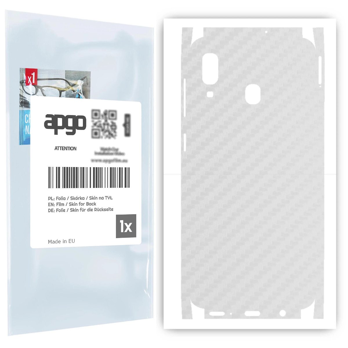 Folia naklejka skórka strukturalna na TYŁ+BOKI do Samsung Galaxy A20 -  Carbon Przezroczysty - apgo SKINS