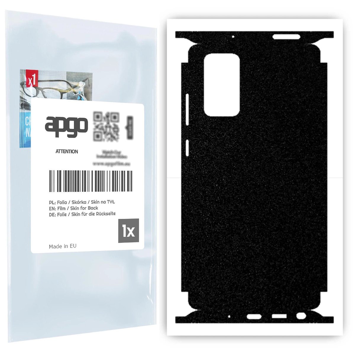 Folia naklejka skórka strukturalna na TYŁ+BOKI do Samsung Galaxy Note 20 -  Czarny Pastel Matowy Chropowaty Baranek - apgo SKINS