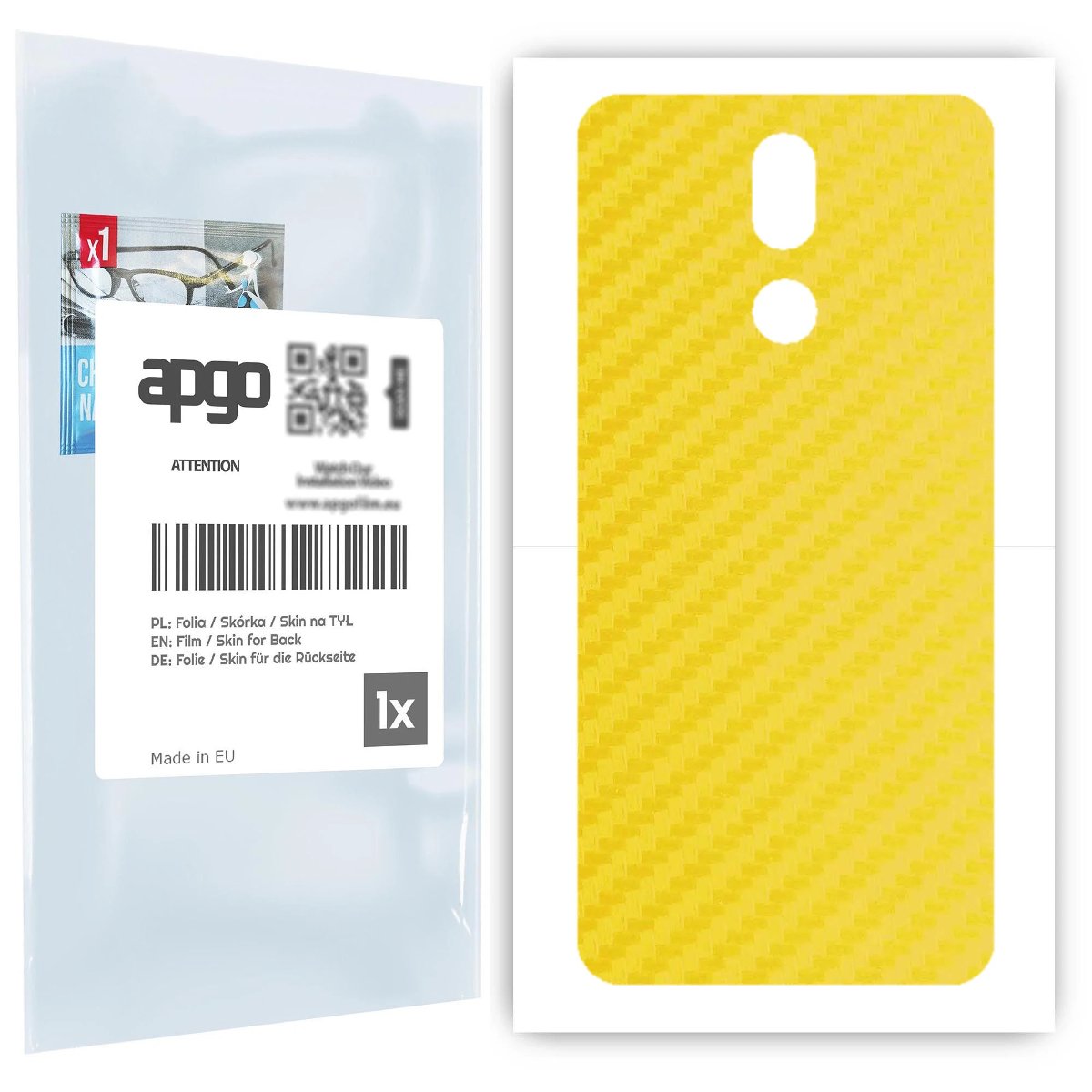 Folia naklejka skórka strukturalna na TYŁ do LG K40 -  Carbon Żółty - apgo SKINS