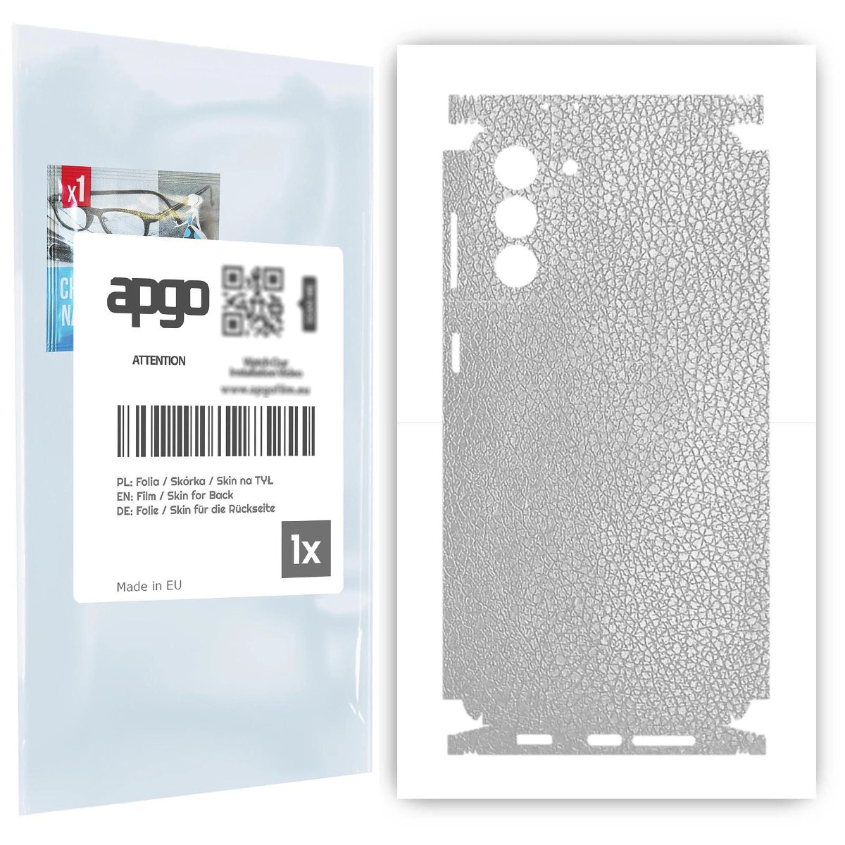 Folia naklejka skórka strukturalna na TYŁ+BOKI do Samsung Galaxy S21+ 5G -  Skóra Srebrna - apgo SKINS