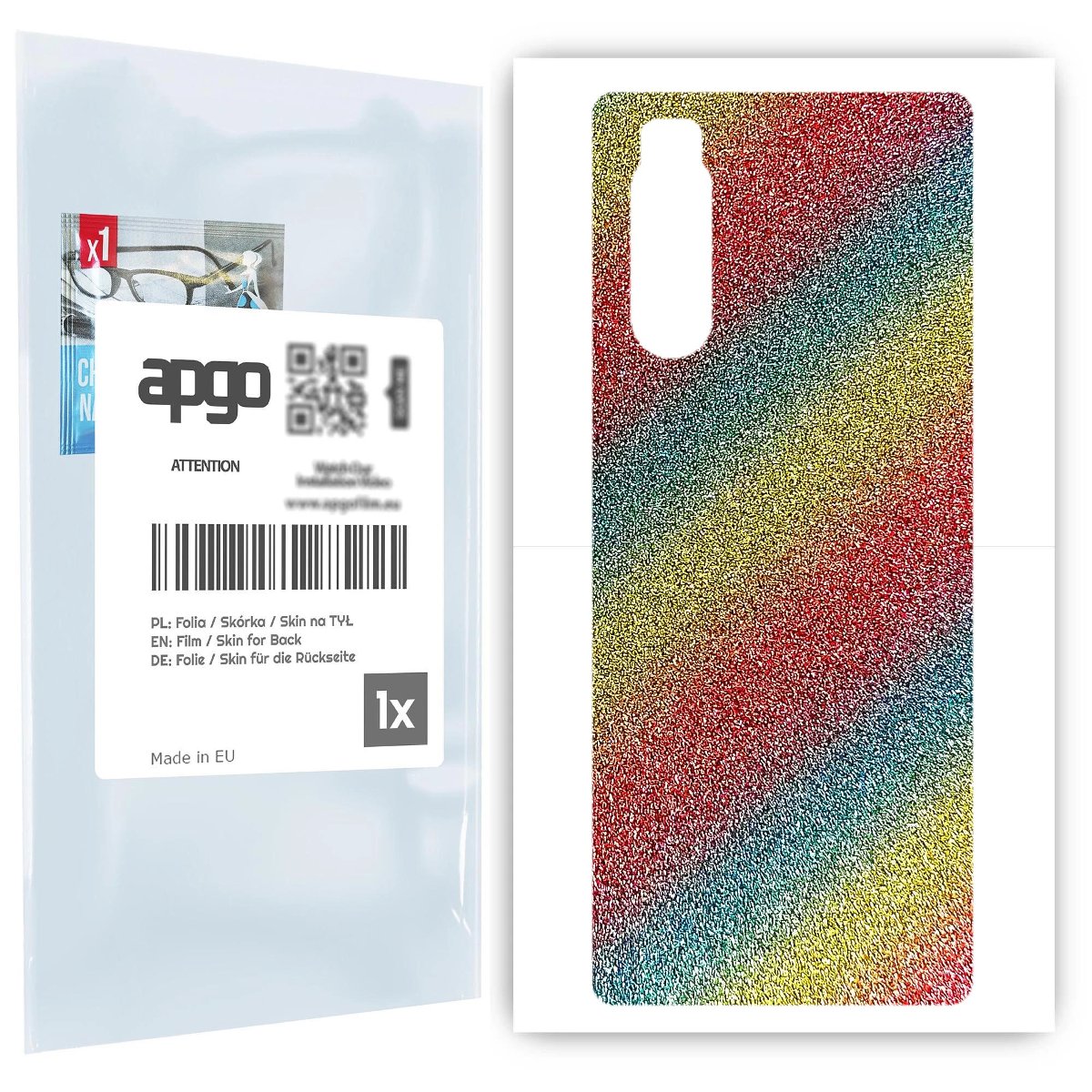 Folia naklejka skórka strukturalna na TYŁ do Sony Xperia 5 -  Brokat Tęcza - apgo SKINS