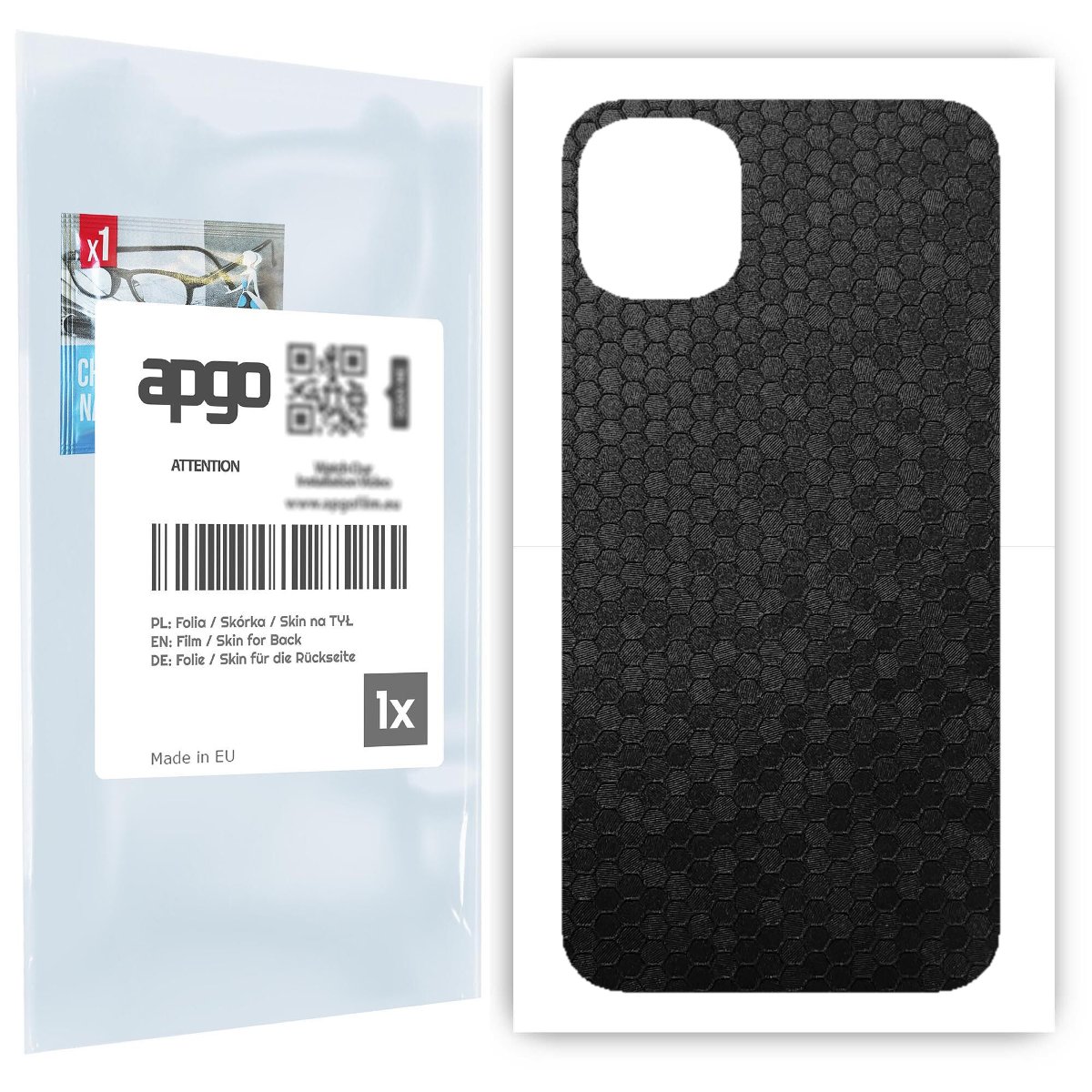 Folia naklejka skórka strukturalna na TYŁ do Apple iPhone 11 -  Plaster Miodu Czarny - apgo SKINS