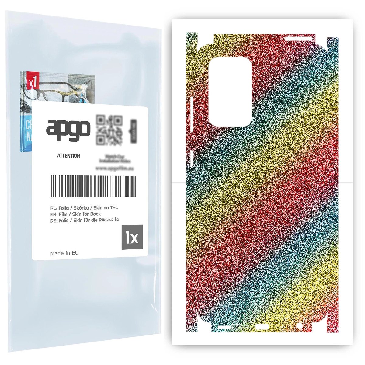 Folia naklejka skórka strukturalna na TYŁ+BOKI do Samsung Galaxy A52 5G -  Brokat Tęcza - apgo SKINS