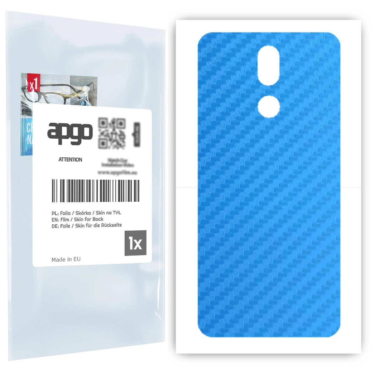 Folia naklejka skórka strukturalna na TYŁ do LG K40 -  Carbon Niebieski - apgo SKINS