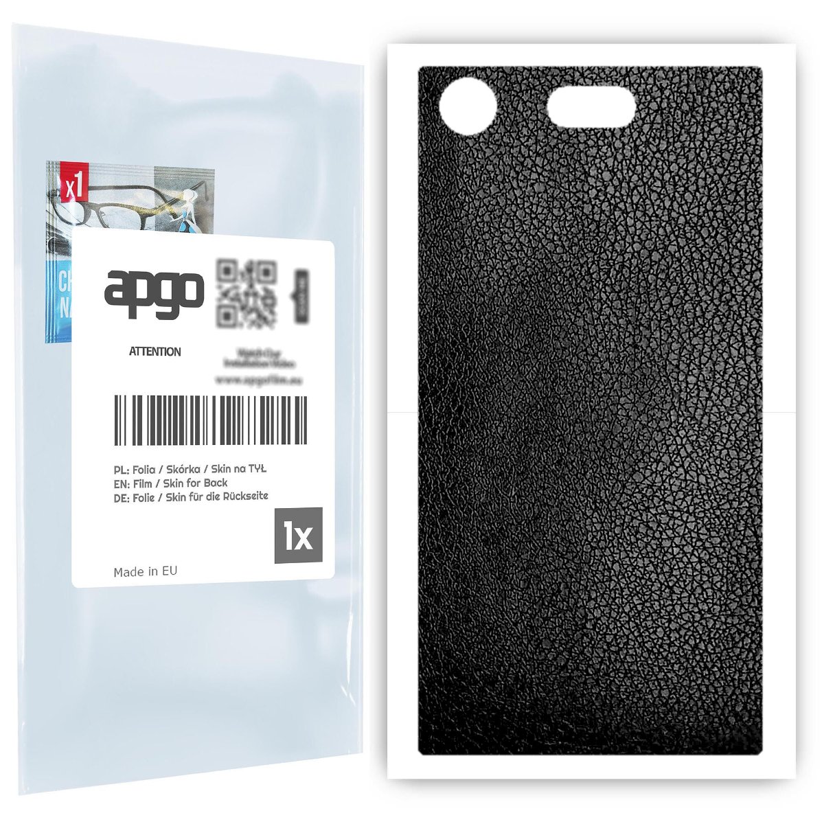 Folia naklejka skórka strukturalna na TYŁ do Sony Xperia XZ1 Compact -  Skóra Czarna - apgo SKINS