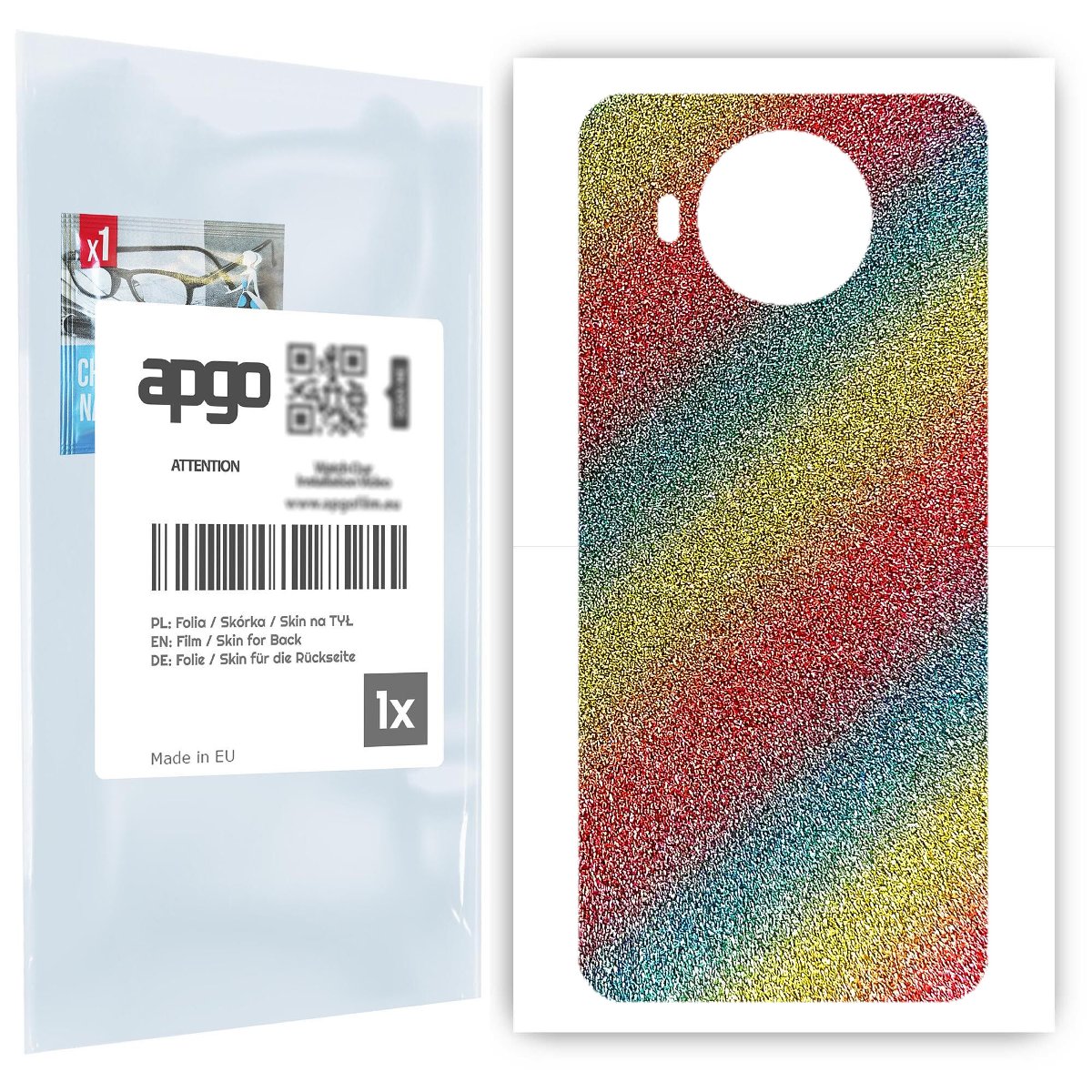 Folia naklejka skórka strukturalna na TYŁ do Nokia 8.3 5G -  Brokat Tęcza - apgo SKINS