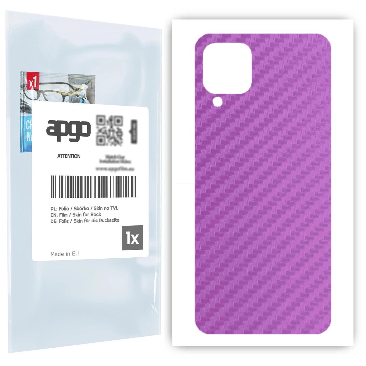 Folia naklejka skórka strukturalna na TYŁ do Samsung Galaxy M12 -  Carbon Fioletowy - apgo SKINS