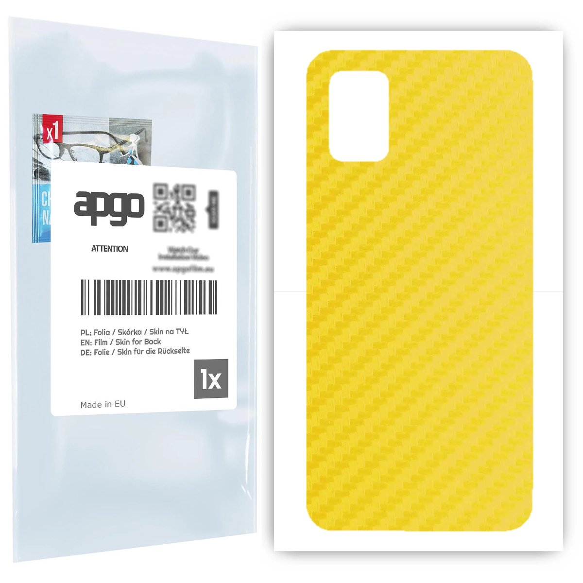 Folia naklejka skórka strukturalna na TYŁ do Samsung Galaxy A51 -  Carbon Żółty - apgo SKINS