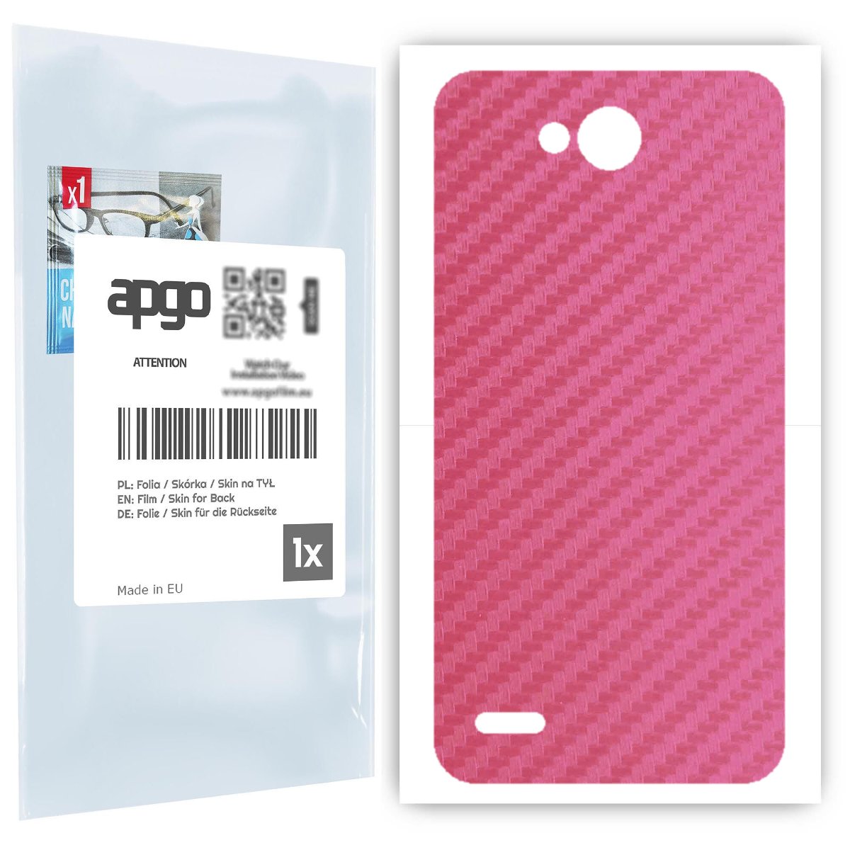 Folia naklejka skórka strukturalna na TYŁ do LG X power2 -  Carbon Różowy - apgo SKINS