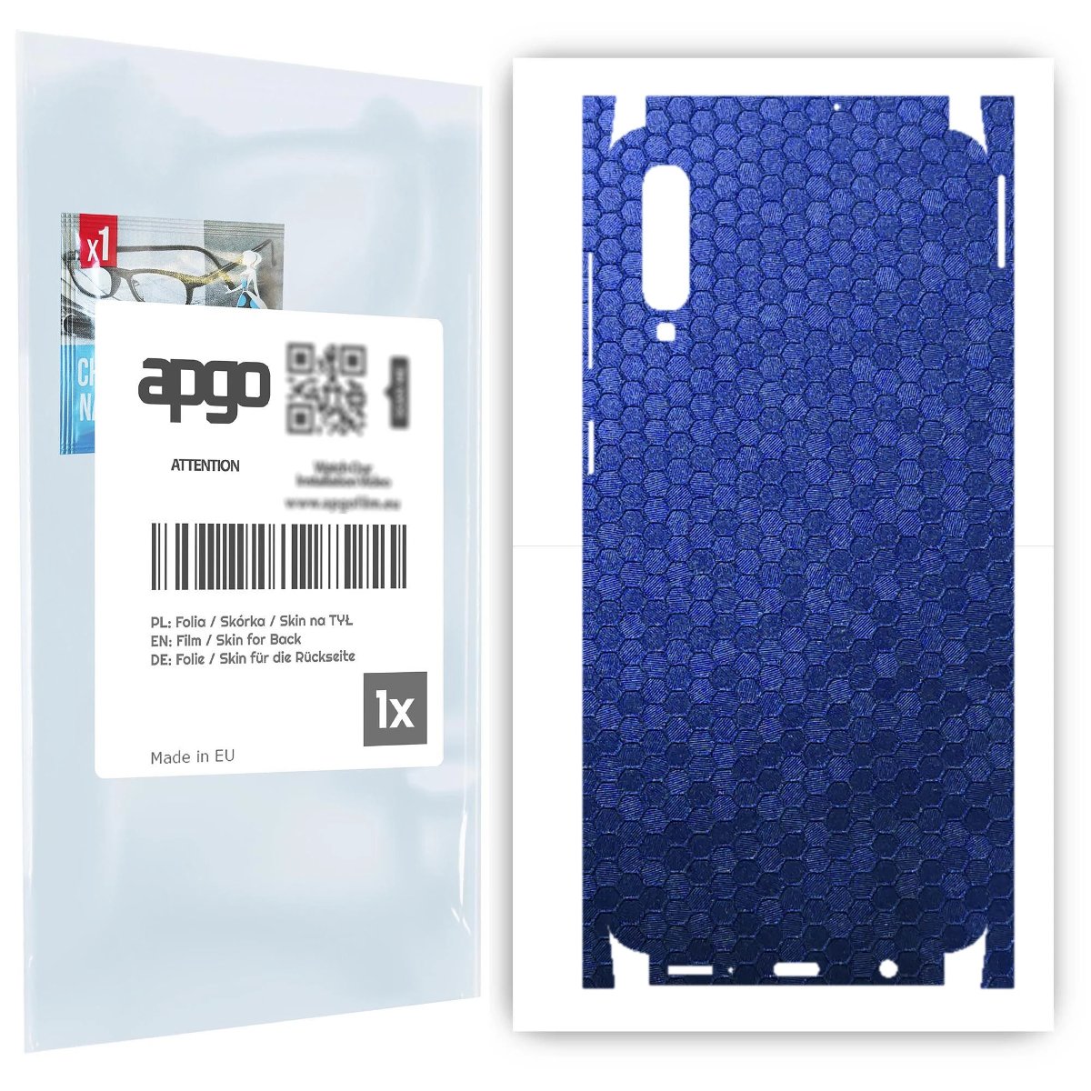 Folia naklejka skórka strukturalna na TYŁ+BOKI do Samsung Galaxy A50 -  Plaster Miodu Niebieski - apgo SKINS