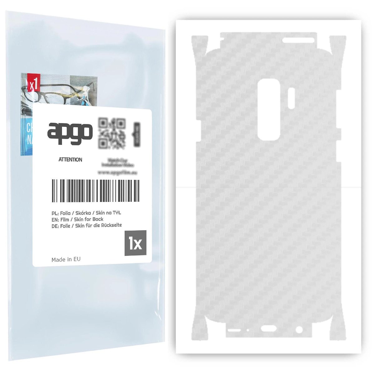 Folia naklejka skórka strukturalna na TYŁ+BOKI do Samsung Galaxy S9+ -  Carbon Przezroczysty - apgo SKINS