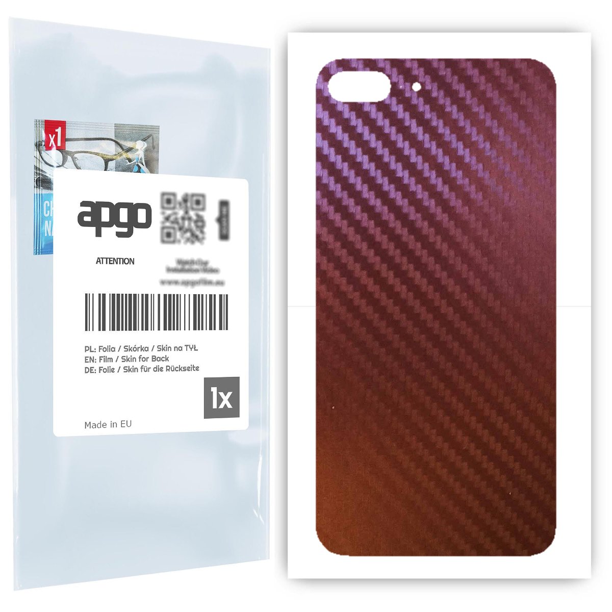 Folia naklejka skórka strukturalna na TYŁ do Apple iPhone 8 Plus -  Carbon Kameleon CAKA5 - apgo SKINS