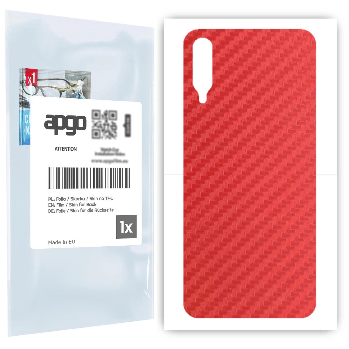 Folia naklejka skórka strukturalna na TYŁ do Samsung Galaxy A30s -  Carbon Czerwony - apgo SKINS