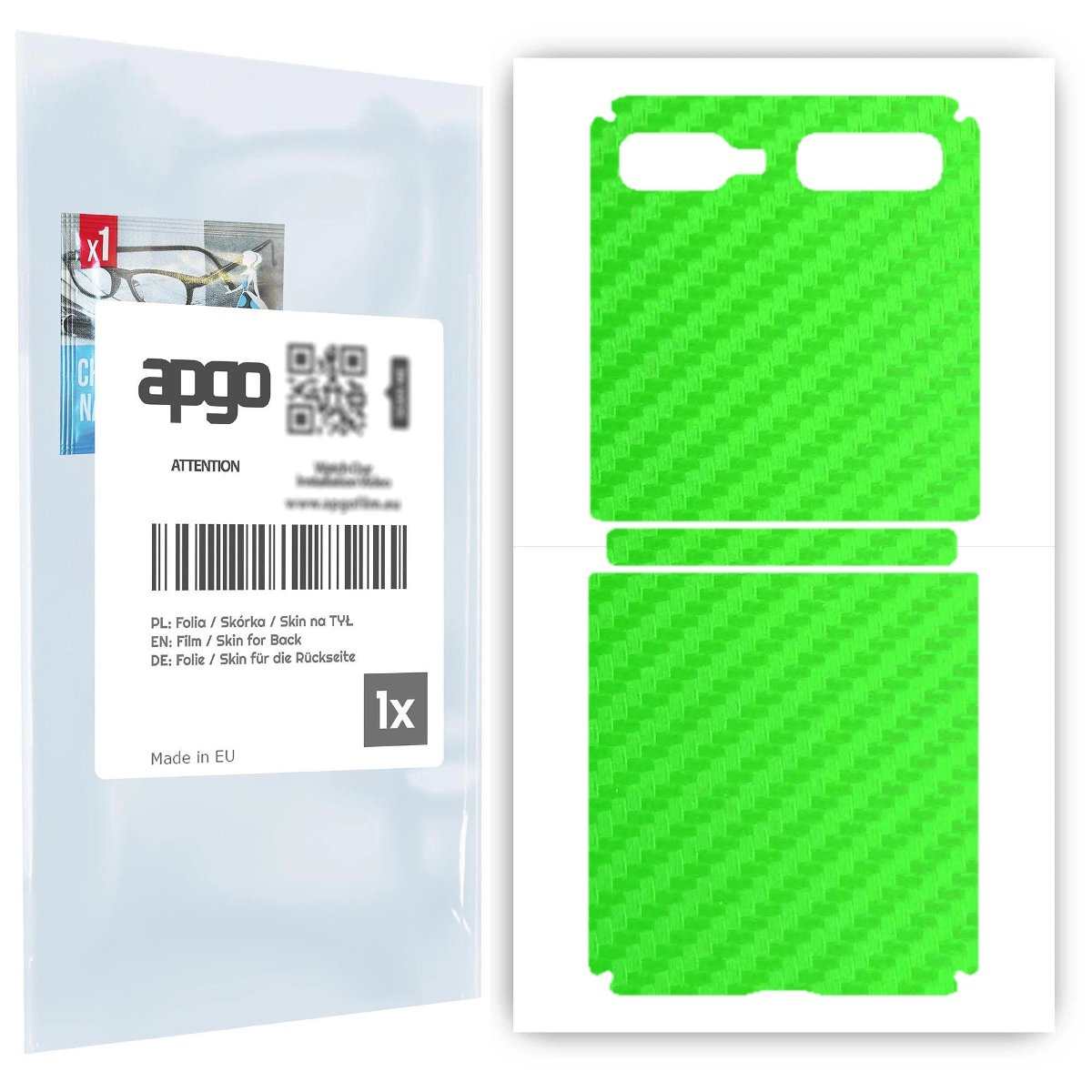 Folia naklejka skórka strukturalna na TYŁ do Samsung Galaxy Z Flip 5G -  Carbon Zielony - apgo SKINS