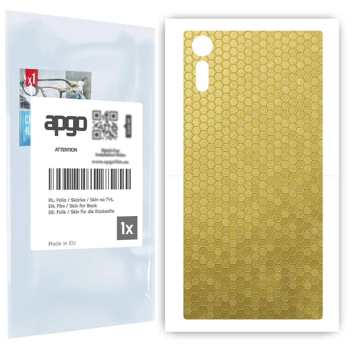 Folia naklejka skórka strukturalna na TYŁ do Sony Xperia XZ -  Plaster Miodu Złoty - apgo SKINS