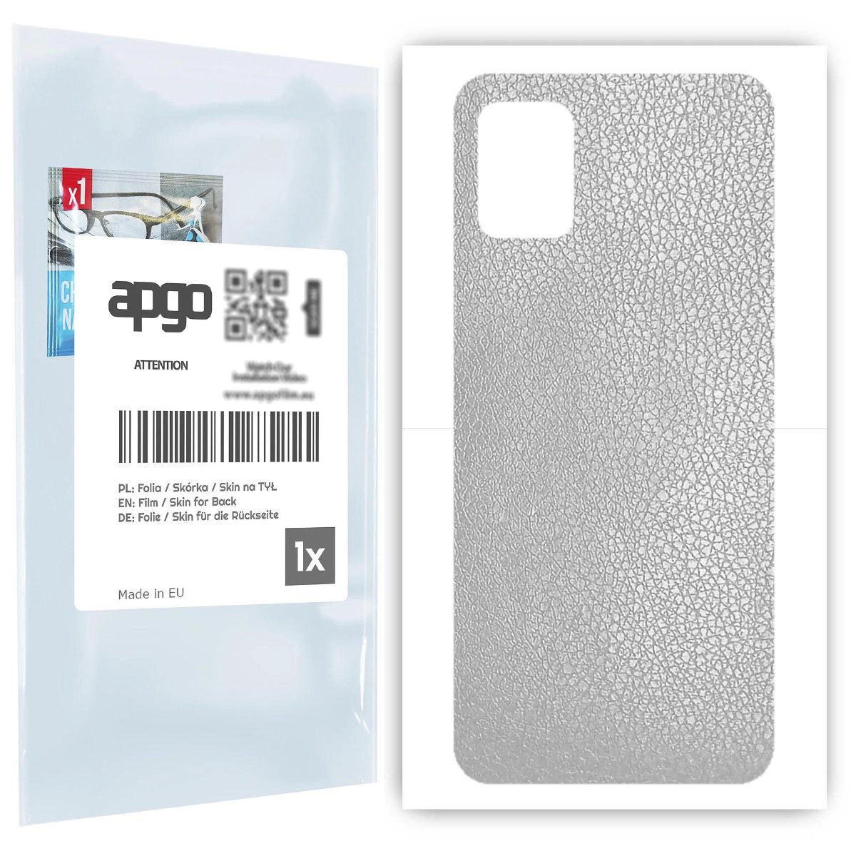 Folia naklejka skórka strukturalna na TYŁ do Samsung Galaxy A31 -  Skóra Srebrna - apgo SKINS