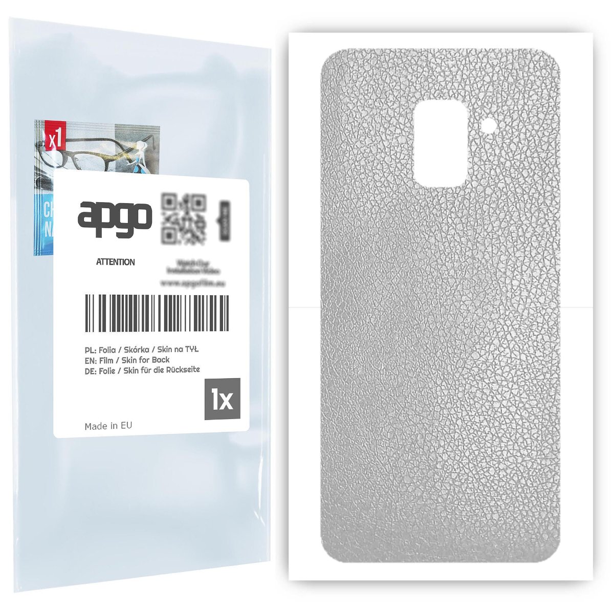 Folia naklejka skórka strukturalna na TYŁ do Samsung Galaxy A8 (2018) -  Skóra Srebrna - apgo SKINS