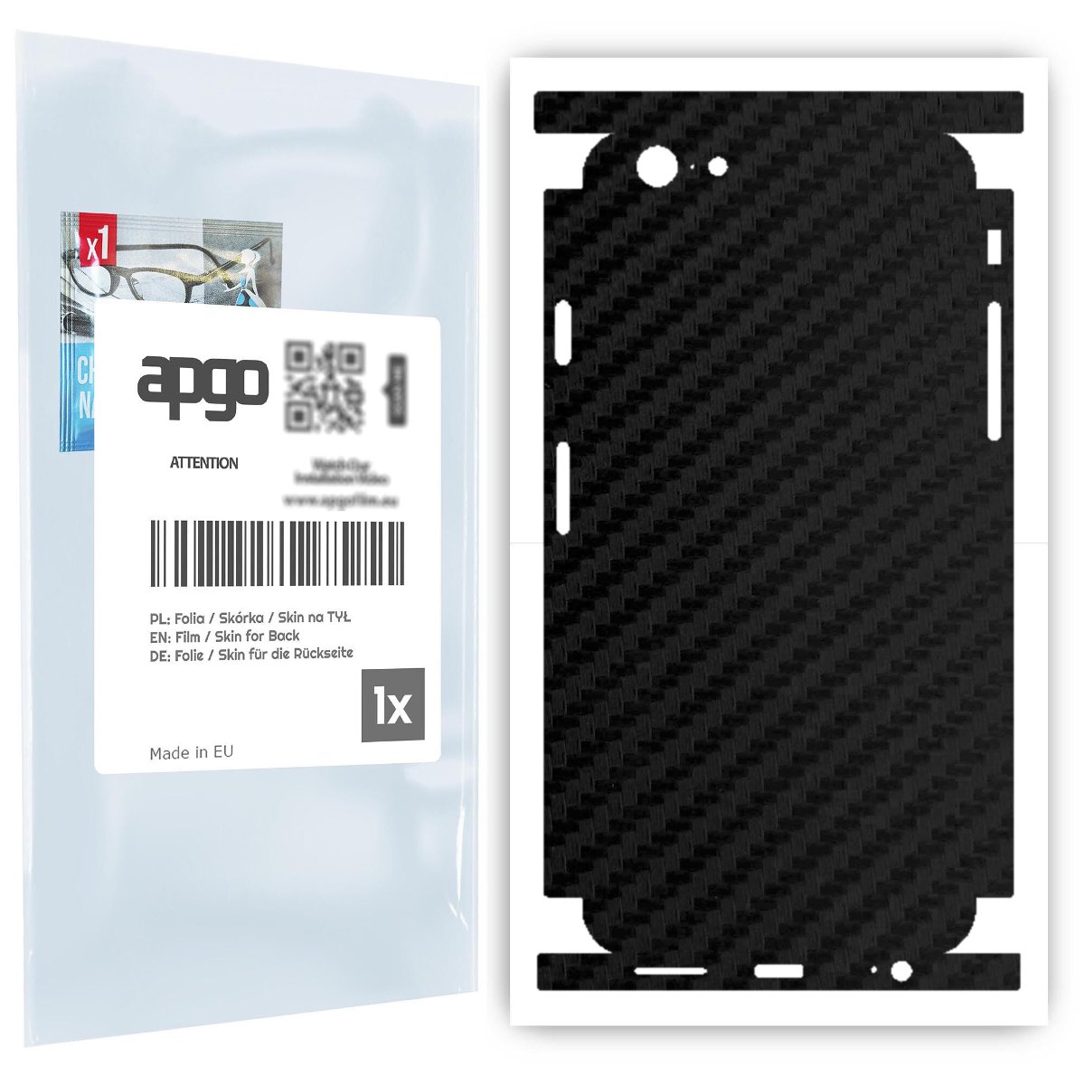 Folia naklejka skórka strukturalna na TYŁ+BOKI do Apple iPhone 6s -  Carbon Czarny - apgo SKINS